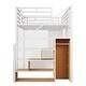 preview thumbnail 5 of 14, White Full Metal Loft Bed with Wardrobe, Desk & Storage Shelves