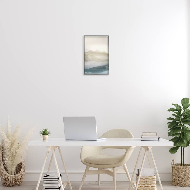 Stupell Vanilla Mountain Peaks View Framed Giclee Art Design By Gemma Bardot