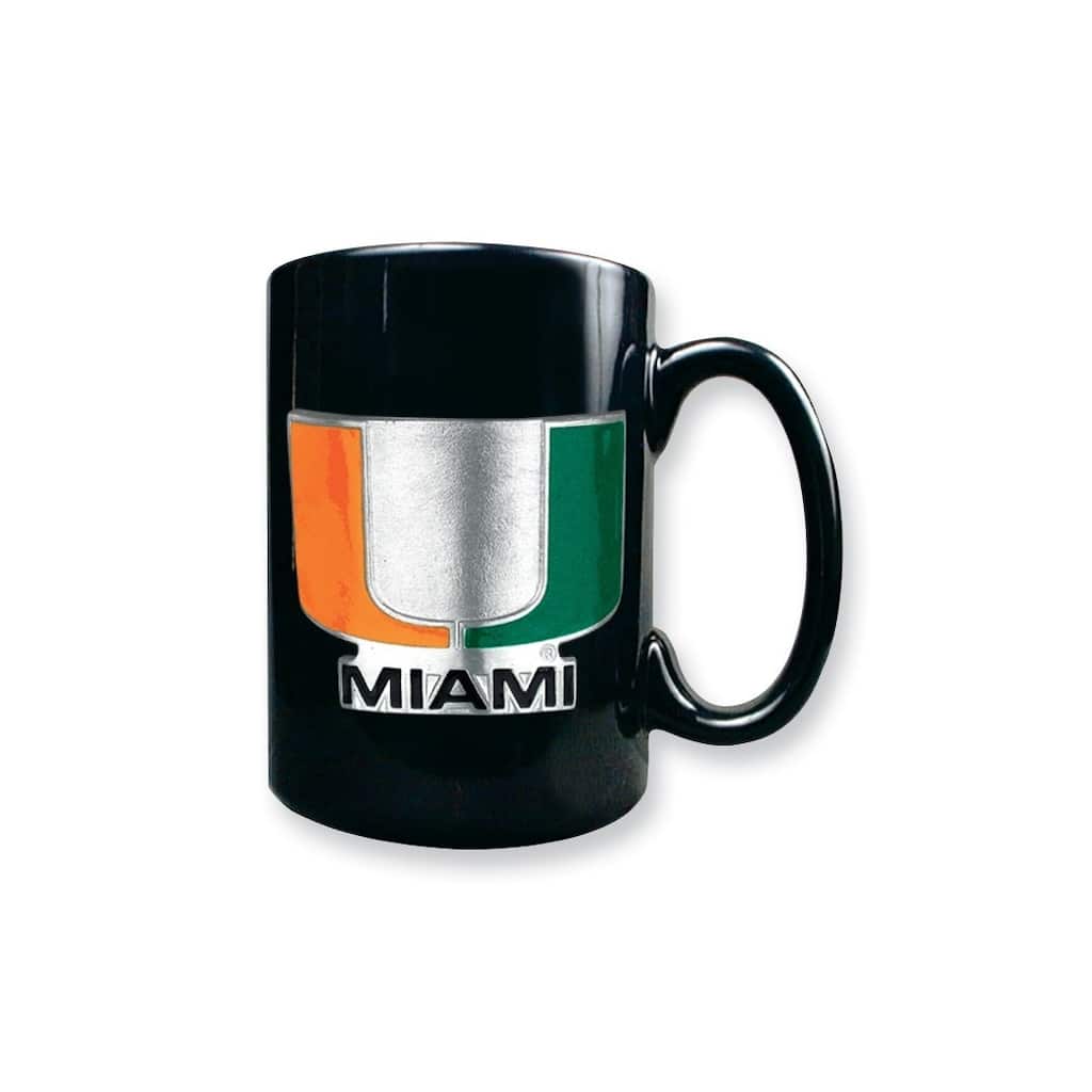 Collegiate University of Miami 15 Oz. Black Ceramic Mug