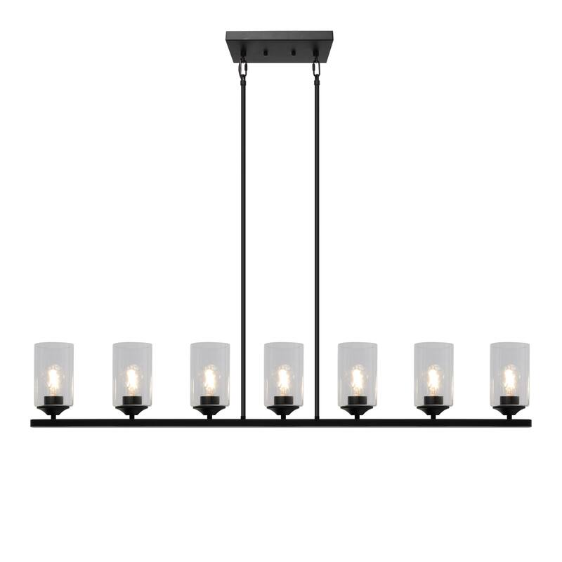 Modern Farmhouse 53 IN 7-Light Chandelier Black Kitchen Island Light for Dining Room - 53.1" W