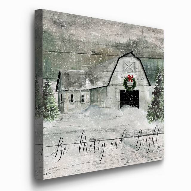 Merry and Bright Barn-Premium Gallery Wrapped Canvas - Ready to Hang