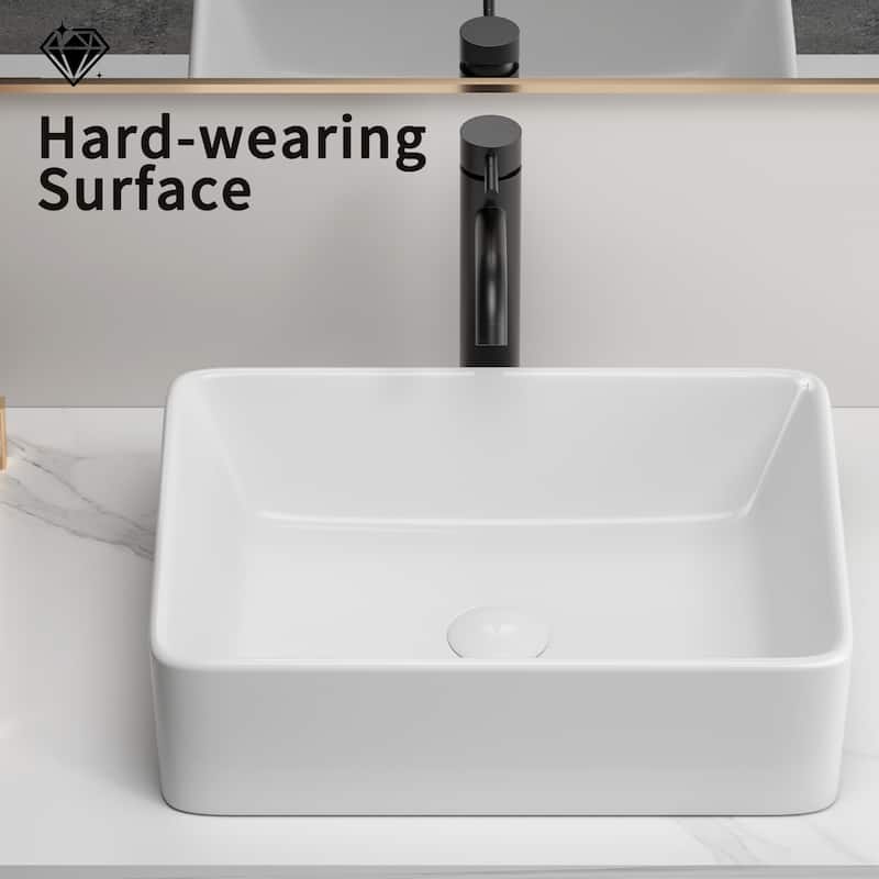 Modern Rectangular Countertop Ceramic Bathroom Sink