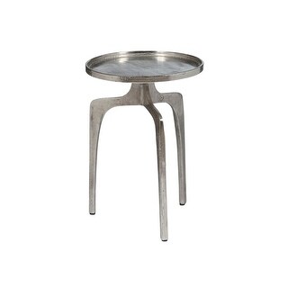 Delacora Natasha 15" Wide Aluminum Accent Table - Lightly Distressed Silver