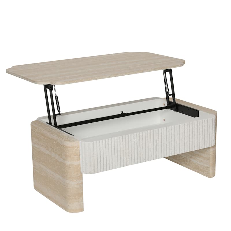 Lift Top Coffee Table, Modern Extendable Wooden Desk with Hidden Storage