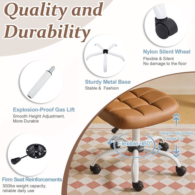 22.1 Inch Upholstered PU Lattice Swivel Office Chair