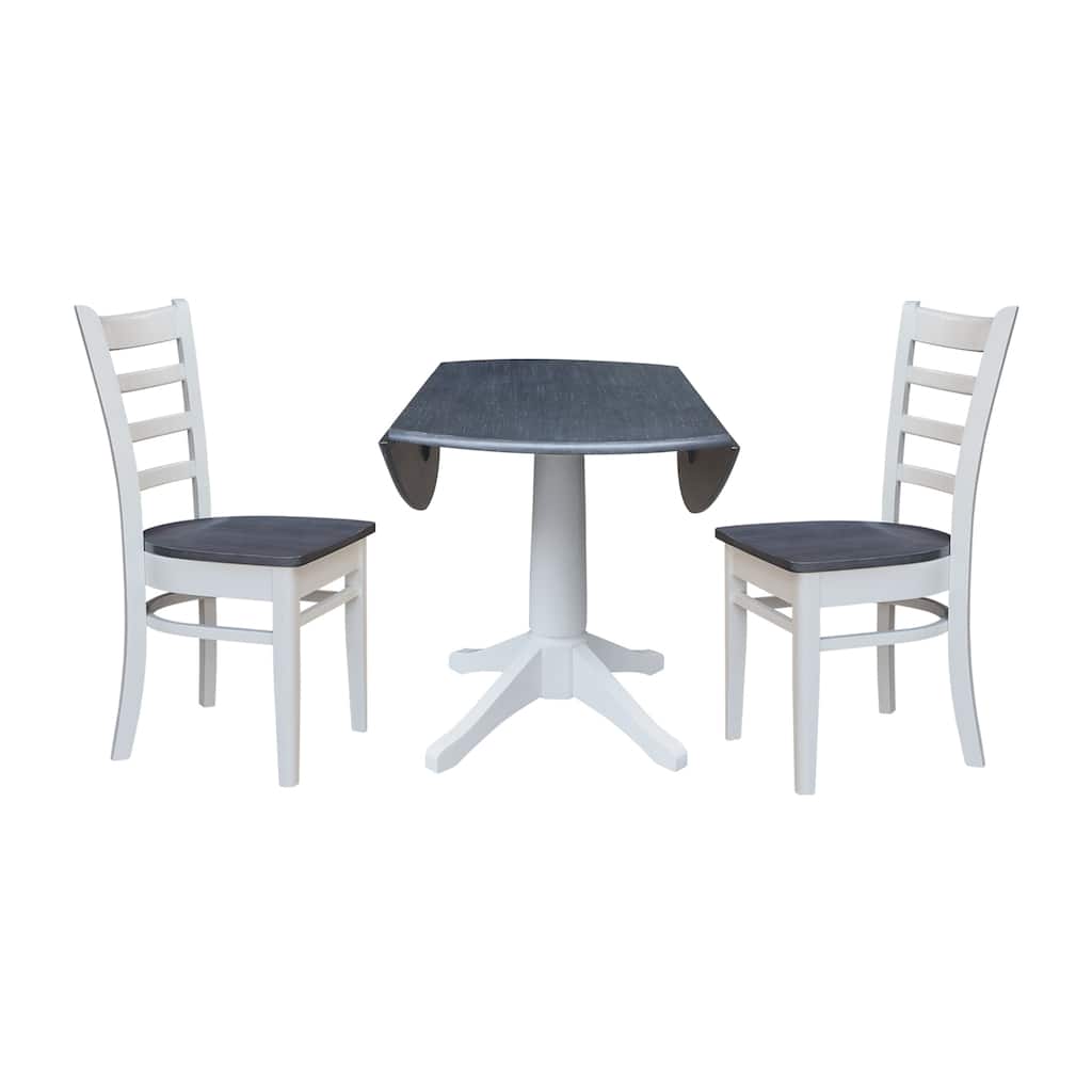 42" Round Top Dual Drop Leaf Pedestal Table with Dining Chairs