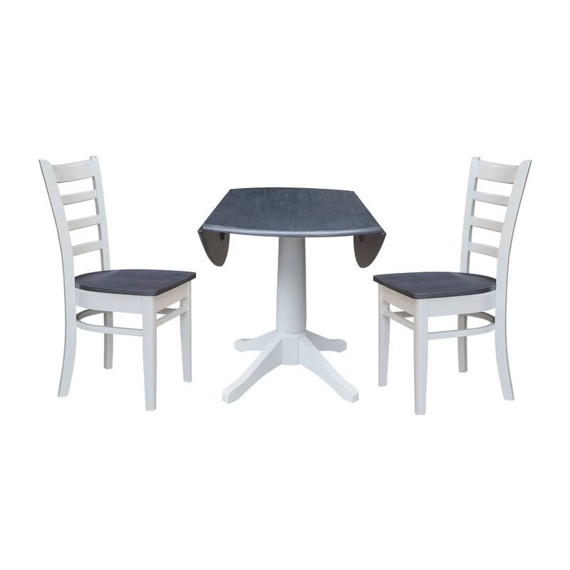 42" Round Top Dual Drop Leaf Pedestal Table with Dining Chairs - 3-Piece