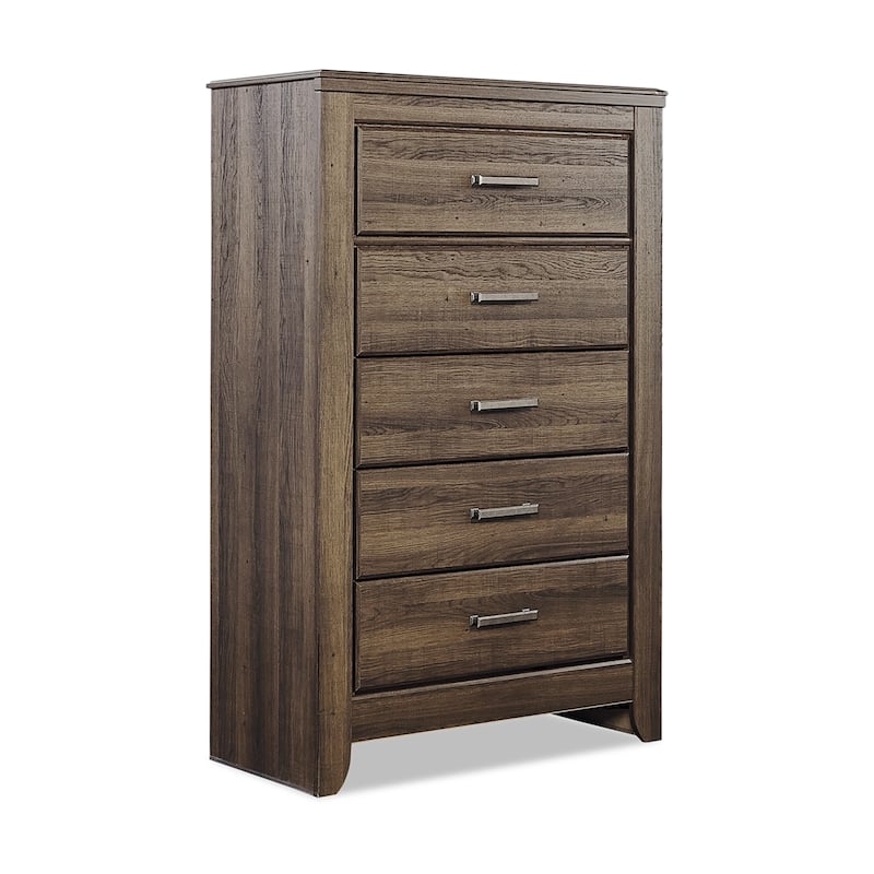 Rye Tall Dresser Chest, 5 Drawers, Modern Classic Laminate Dark Brown