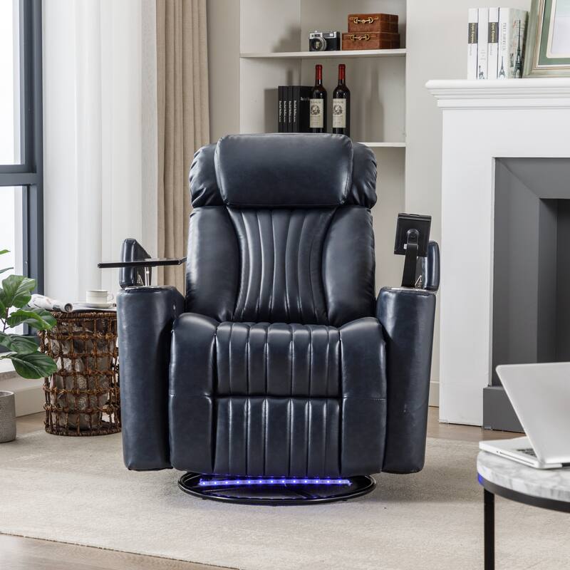 270° Power Swivel Lift Recliner Chair with Cell Phone Stand & Cup Holders, Swivel Tray Table, Lazy Boy Sofa Chair for Home