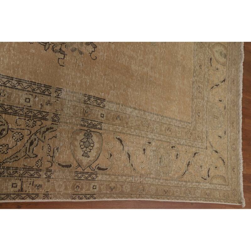 Antique Distressed Tabriz Persian Area Rug Handmade Wool Carpet - 9'10" x 12'9"