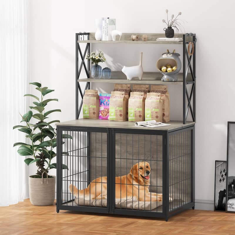 42.5 Inch Dog Crate Furniture with Shelves