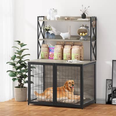 42.5 Inch Dog Crate Furniture with Shelves