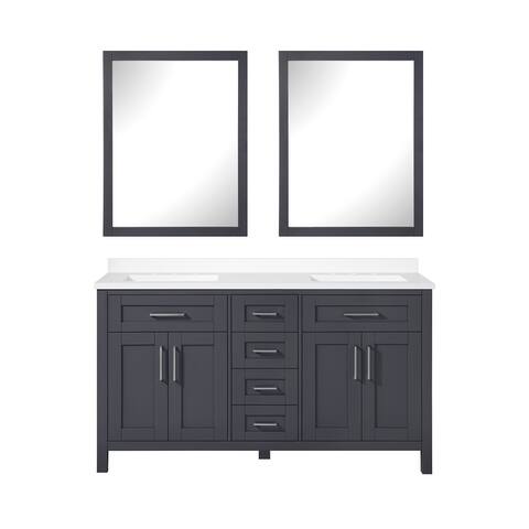 OVE Decors Tahoe 60 in. Dark Charcoal Vanity with 2 Mirrors included