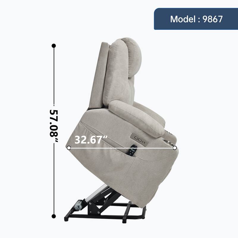 Up to 350 LBS polyester Power Lift Recliner Chair, Heavy Duty Motion Mechanism with 8-Point Vibration Massage
