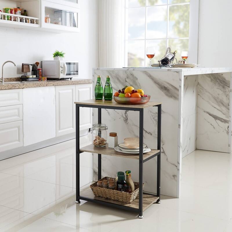 Tall End Side Table,30" Height Nightstand with 3-Tier Storage Shelf - 21.6"D x 13.8"W x 30"H