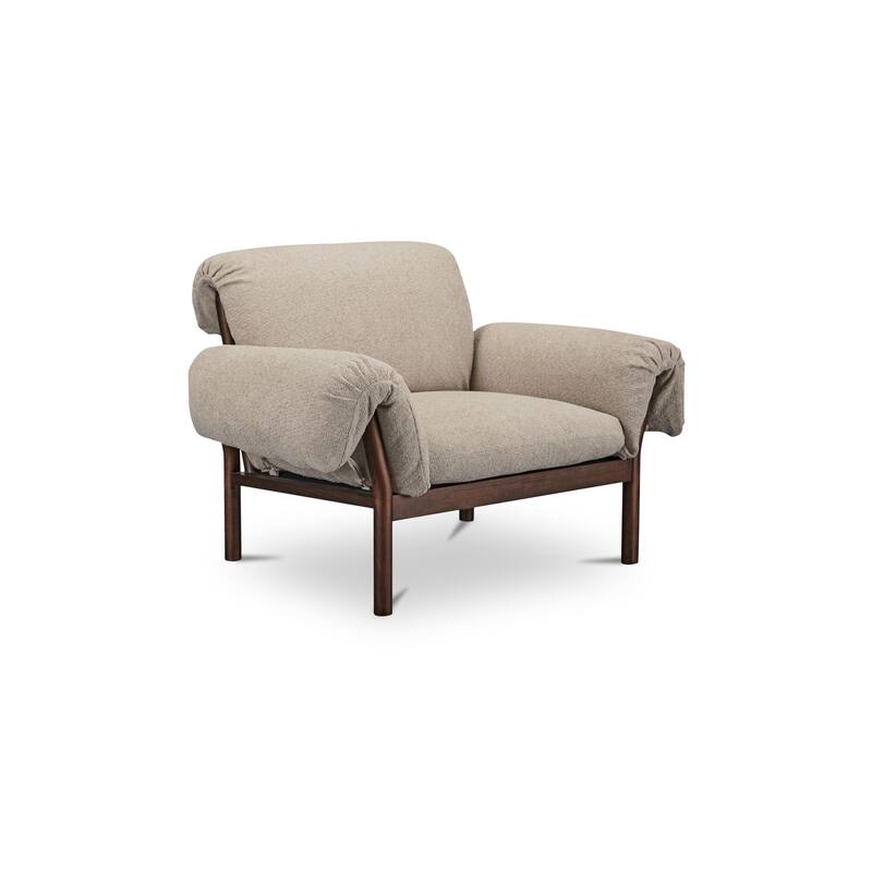 NADAAL STUDIOS Halden Lounge Chair, Spindle-Back Solid Ash Frame with Fold-Over Cushions, Ivory