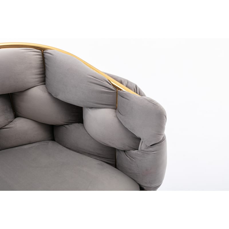 Gray Modern 28.7" Velvet Upholstered Accent Chairs with Gold - Plated Metal Legs (Set of 2)