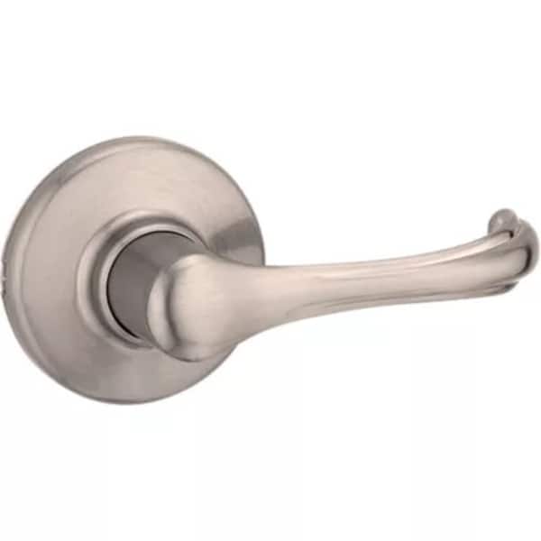 slide 2 of 2, Kwikset Maximum Series Dorian Passage Door Leverset Satin Nickel
