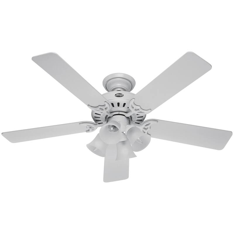 Hunter Fan Studio Series 52" Ceiling Fan with 4-Light LED Light Kit, Pull Chain - Timeless, Traditional