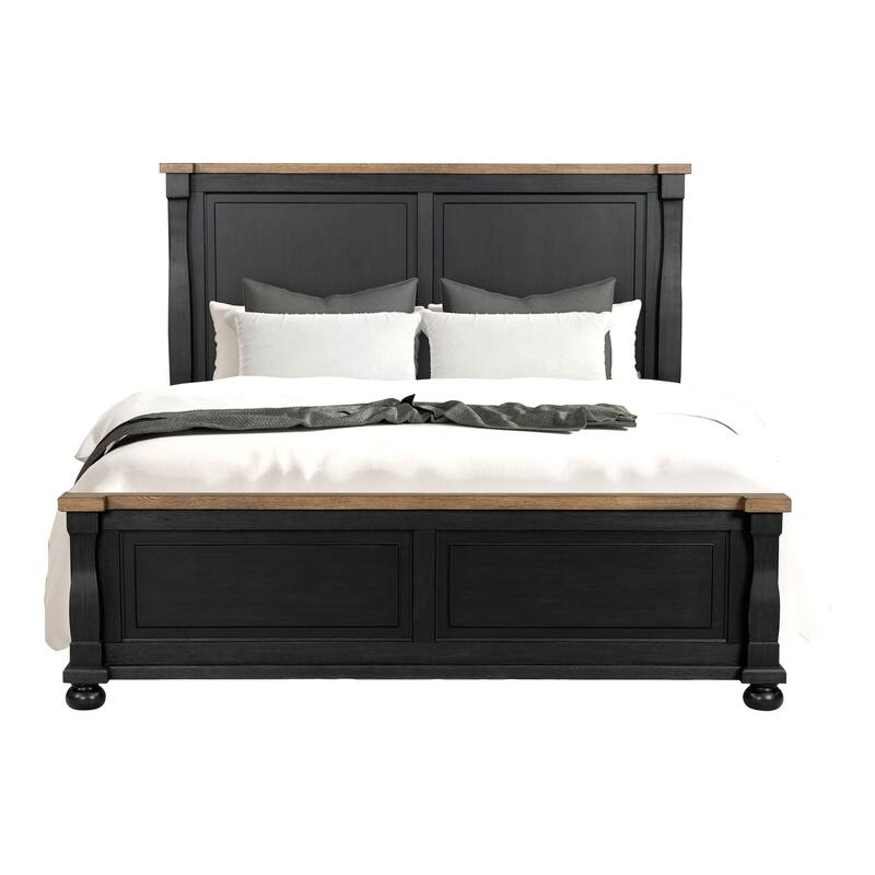 Furniture of America Lucan I 6-Piece Farmhouse Black Solid Wood Panel Bedroom Set