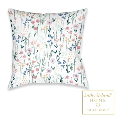 Kathy Ireland 18" x 18" Delicate Floral Boho Decorative Pillow