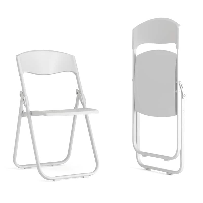 2 Pack 500 lb. Capacity Heavy Duty Plastic Folding Chair - White