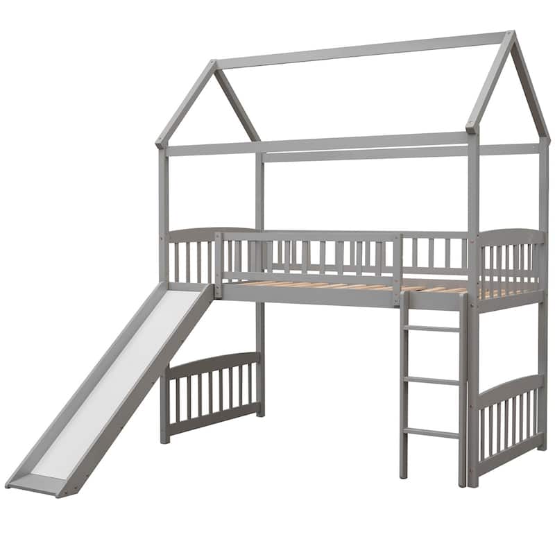 Merax Twin House Bed Loft Bed with Slide