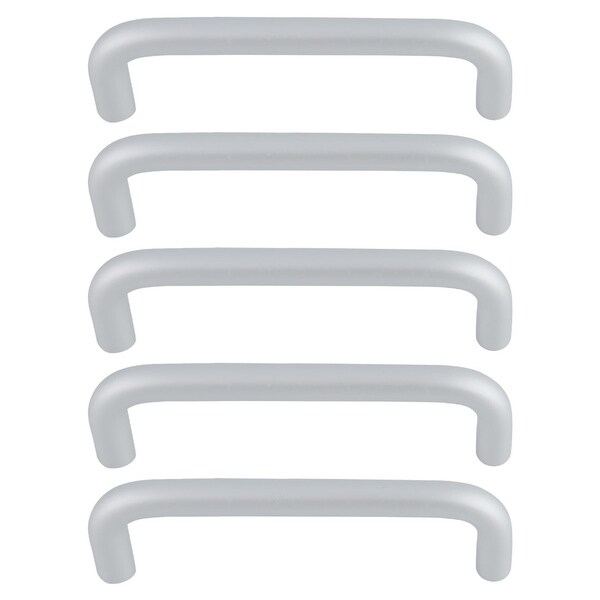 Cabinet Handle Plating Finish Euro Bar Pull Handles 3.8" Hole Center for Cupboards 5pcs Silver Tone