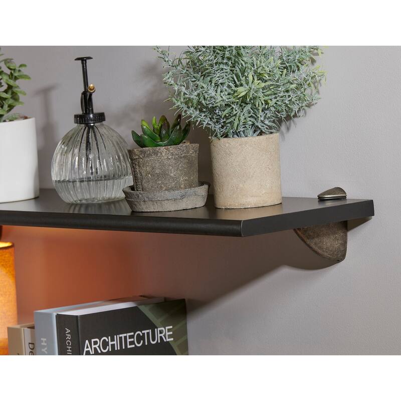 Wallscapes Gallery 8x32 Black Shelf Kit with Pewter Pelican Brackets