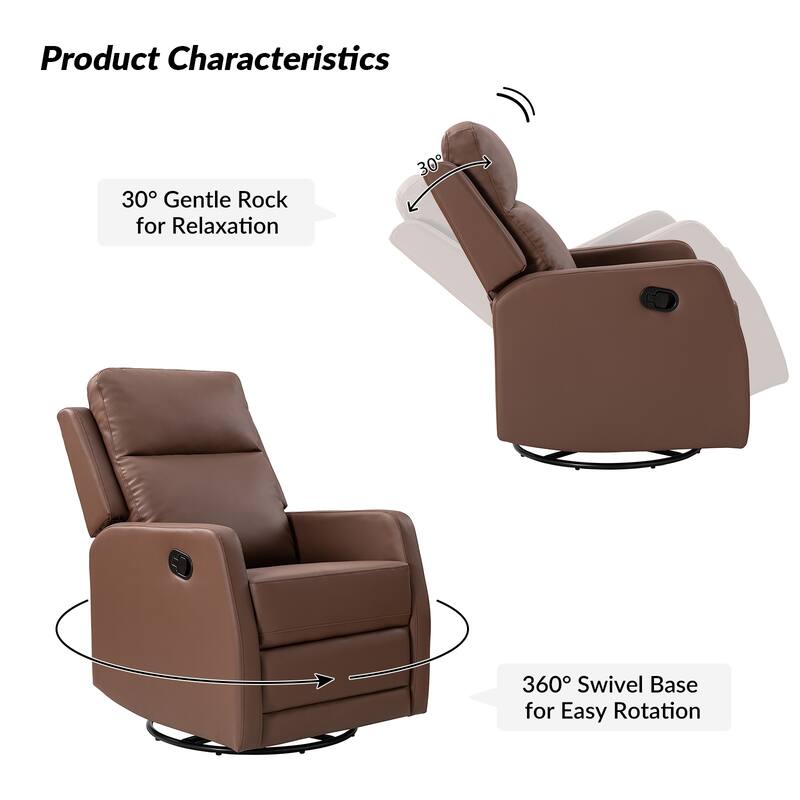 Esteban Modern Faux Leather Manual Rocking Swivel Recliner with Wingback Set of 2