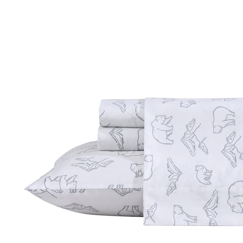 Eddie Bauer Printed Cotton Percale Deep Pocket Sheet Set - Queen - Smokey Bear Camp