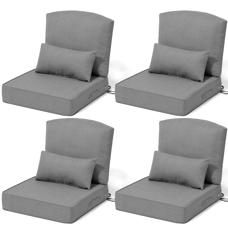 Outdoor Seat Cushion Set 24 x 24 Inch Patio Furniture Cushions Deep Seat & Back Cushion with Pillow for Chair Sofa