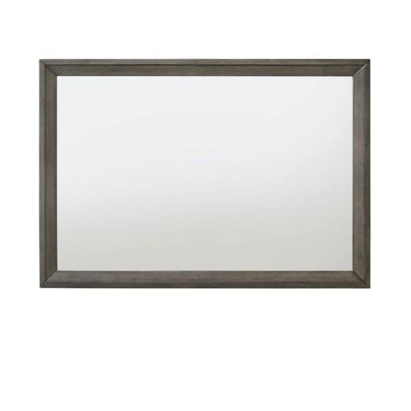 HomeRoots 32" Gray Wood Framed Mounted Dresser Mirror - 46' X '32' X '1