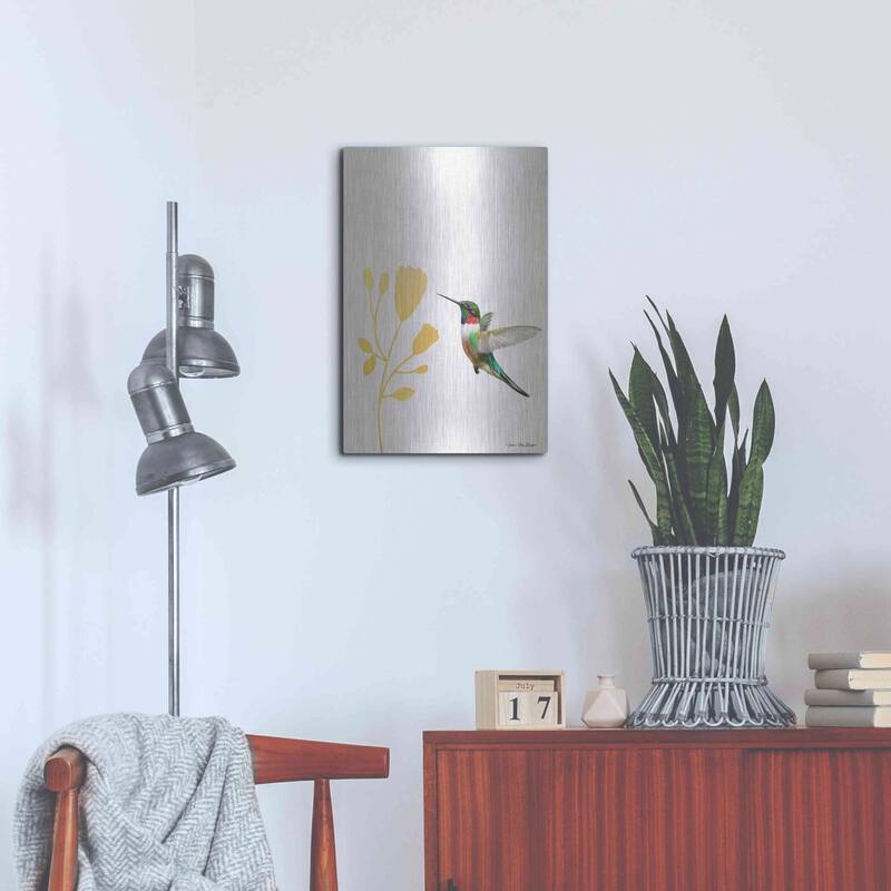 Luxe Metal Art 'Hummingbird and the Flower' by Seven Trees Design, Metal Wall Art