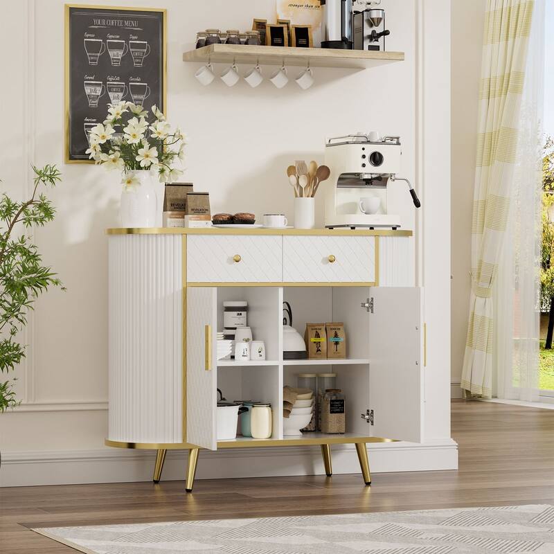 Meyreso 43" Luxury Fluted Sideboard Buffet Cabinet with 2 Drawers