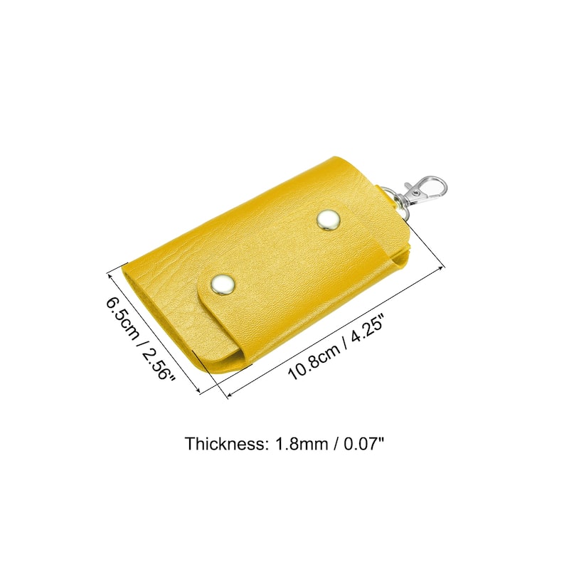 Key Case Cover, 1 Pack PU Leather 6 Keychain Holder Key Sleeve, Orange - 10.8x 6.5cm - Yellow