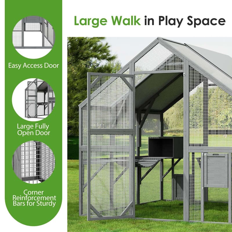 Large Outdoor Cat Enclosures with Houses, Bridges, Walks&UV Proof