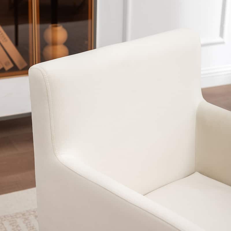 SEYNAR Modern Velvet Accent Arm Dining Chair Set of 2 with Metal Legs