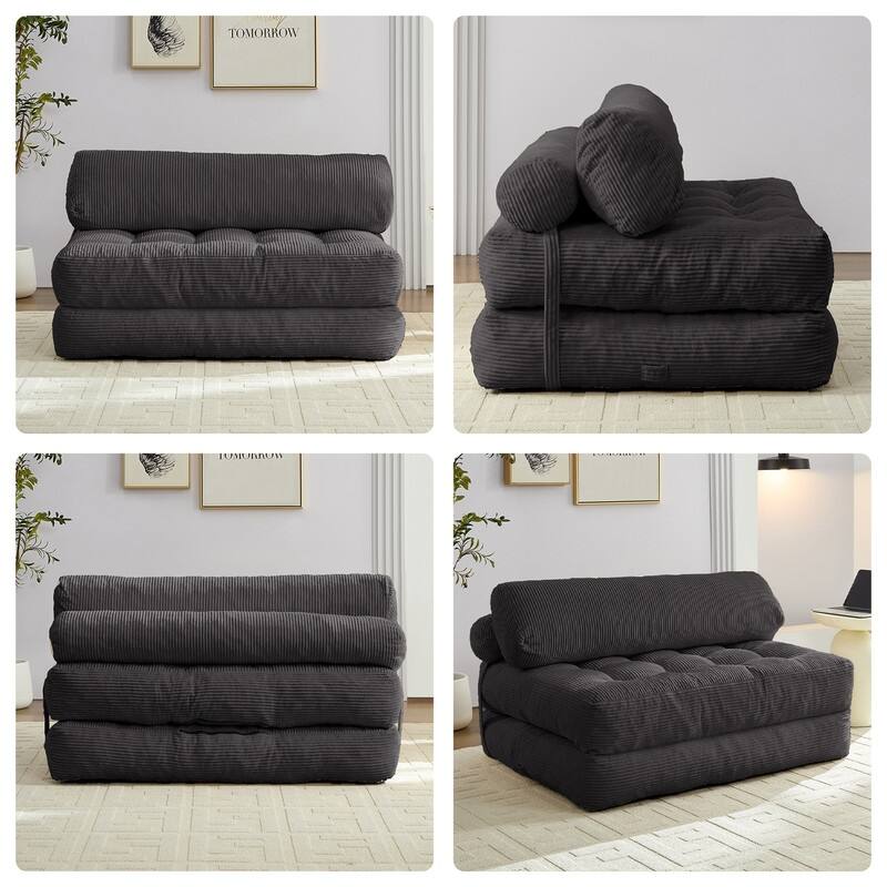 Mixoy W32''/W50'' Corded Velvet Fabric Folding Floor Lazy Futon Sofa Bed