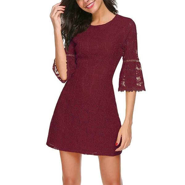 Shop Twinklady Women S 3 4 Bell Sleeve Floral Lace Elegant