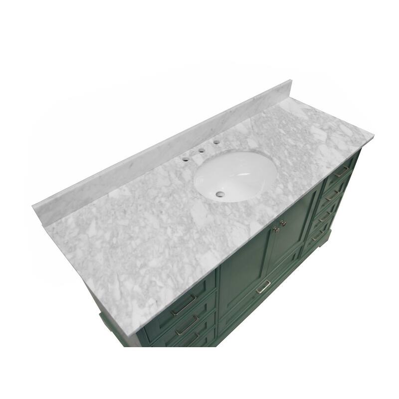 KitchenBathCollection Harper 60" Single Bathroom Vanity with Carrara Marble Top