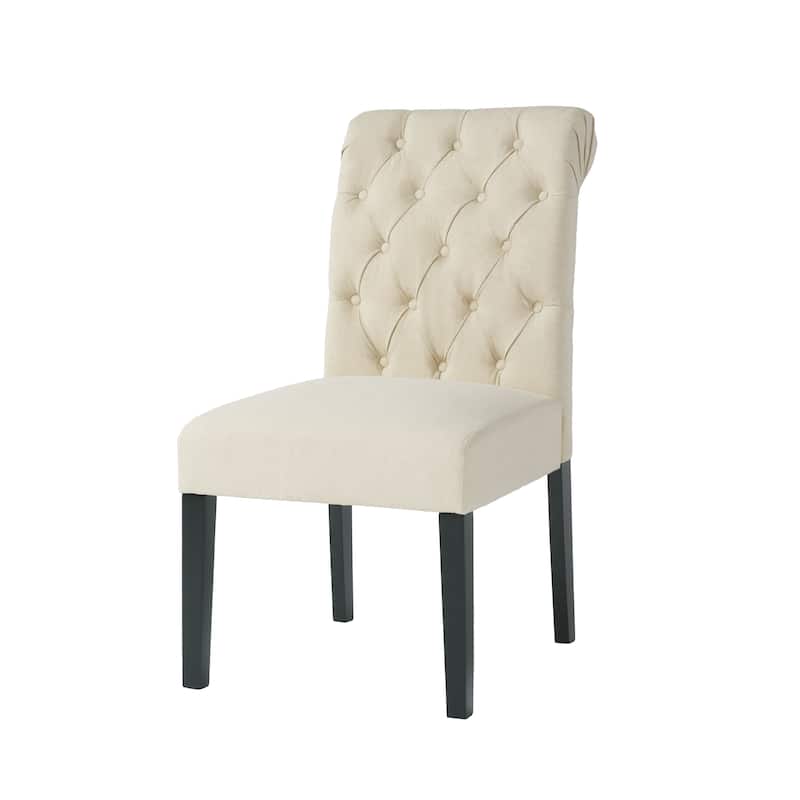 Roomfitters Tufted Dining Chair Set of 2, Padded Seating, Ivory