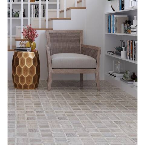 Apollo Tile White and Gray 12-in. x 12-in. Square Polished Marble Mosaic Floor and Wall Tile (5.00 Sq ft/case)