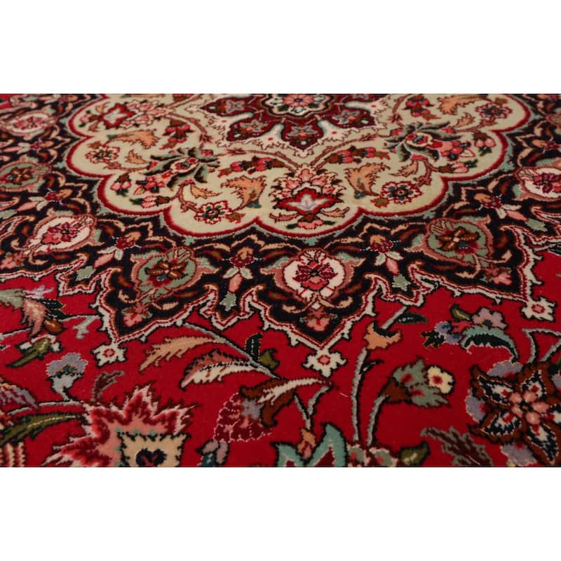 6'4''x6'4'' Round Hand Knotted Wool Red Round Oriental Area Rug - 6' 4'' x 6' 4''-Round