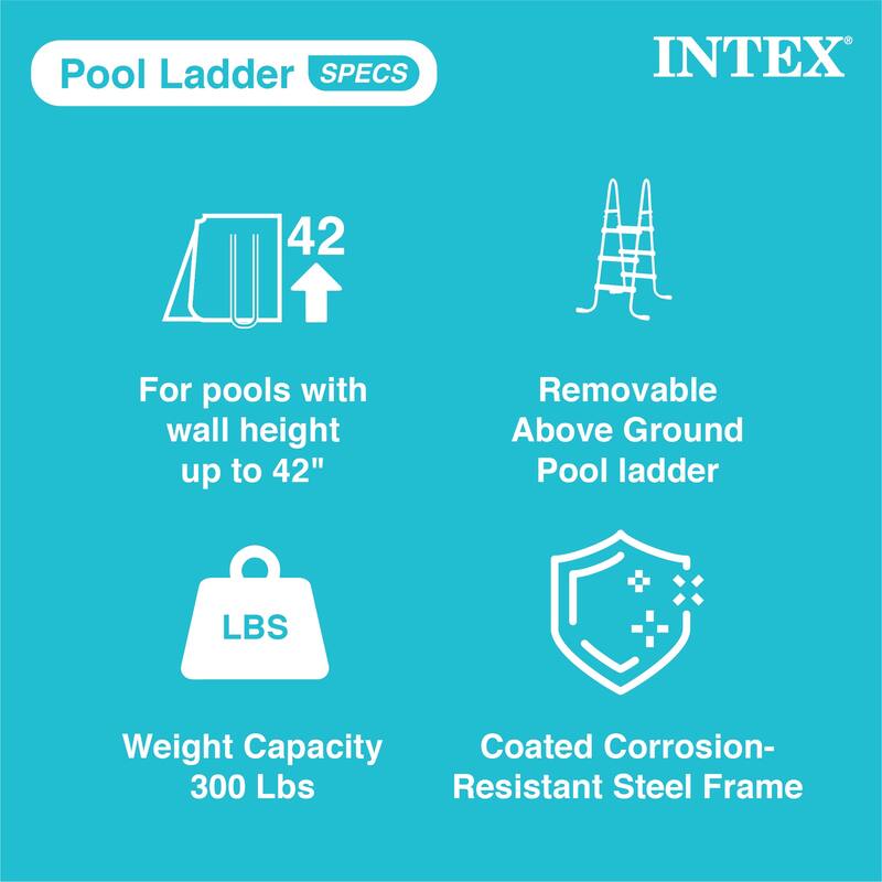 Intex Above Ground Steel Frame Swimming Pool Ladder for 42-In. Wall Height Pools - 15.16