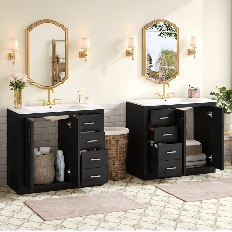 72'' Freestanding Bathroom Vanity with Integrated White Ceramic Sink - 72'' x 18.3'' x 33.7''