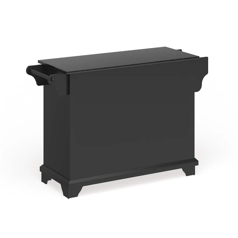 Crosley Lafayette Granite Top Kitchen Island in Black Finish - 51.5"W x 18"D x 36"H