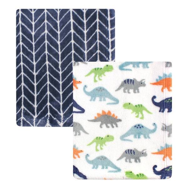 slide 1 of 1, Hudson Baby Infant Boy Cozy Plush Luxury Blankets 2pk, Dinosaurs, One Size - Dinosaurs - One Size One Size - Dinosaurs
