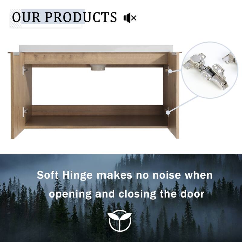 60 Inch Bathroom Vanity with Soft Close Doors, Resin Sink, Ample Storage and Matching Small Shelves (KD Packing)