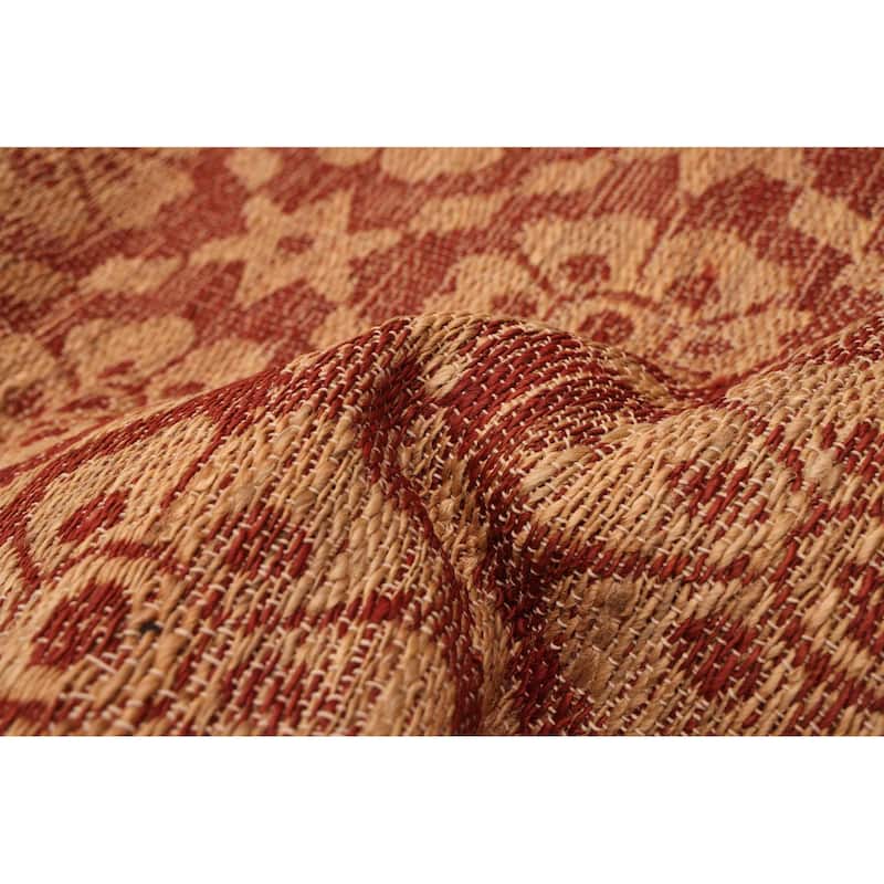 ECARPETGALLERY Flat-Weave Palas Denizli Dark Red Jute Kilim - 5'3 x 7'6